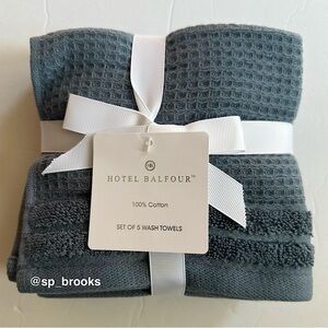 🎁5PC Hotel Balfour Washcloth Set - 5 Pieces - Flint Slate Blue Gray